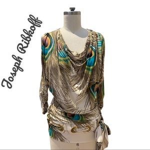 Joseph Ribkoff Peacock Print Top